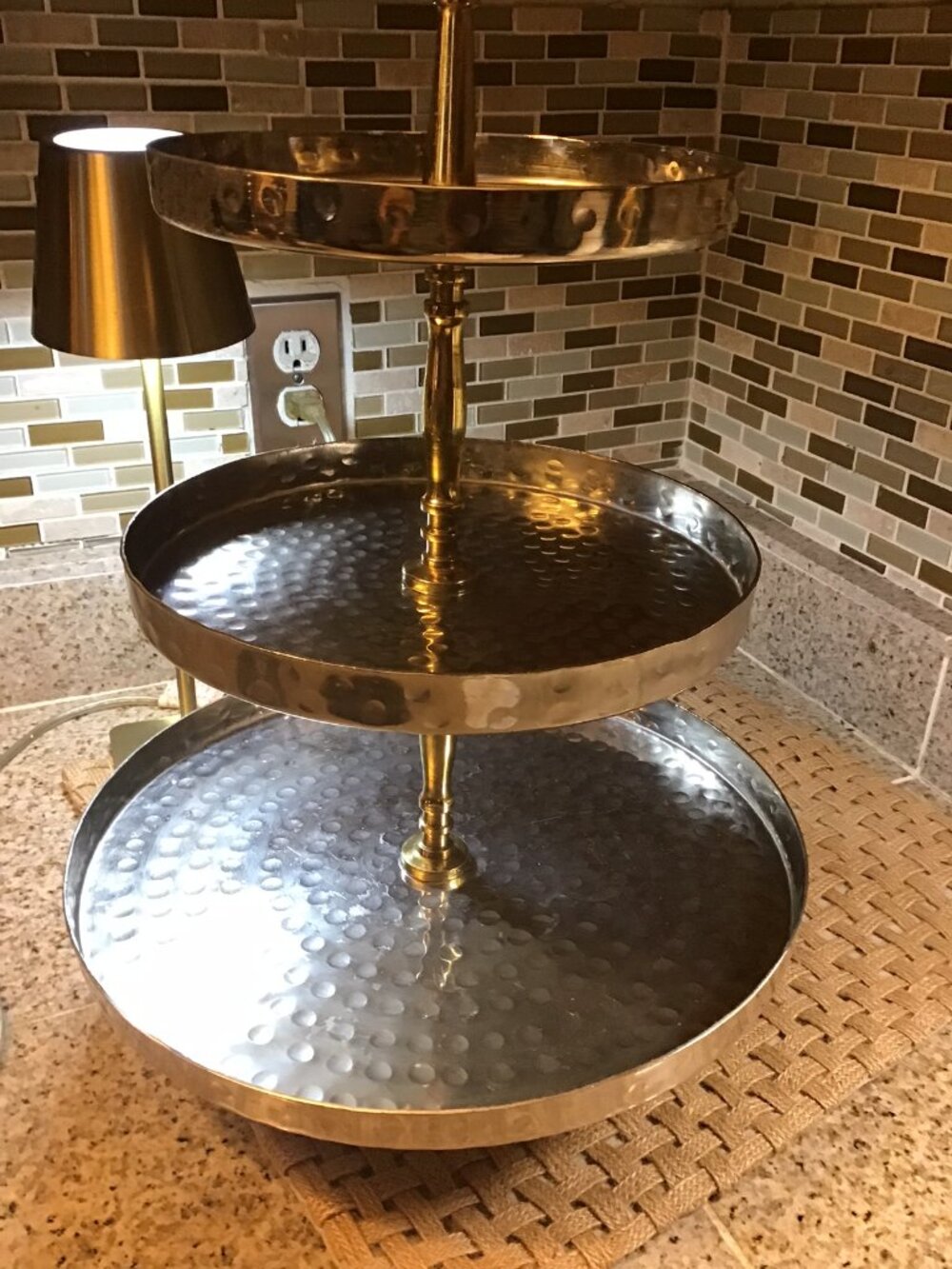 3 Tiered Gold/Silver Serving Tray - great condition